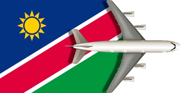 flag of namibia with a plane flying over it vector image