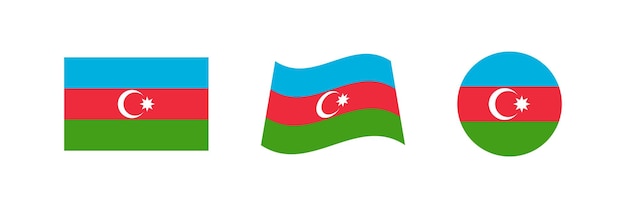 Flag set of Azerbaijan various styles