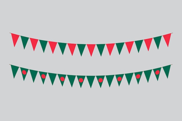 Flags isolated Bangladesh paper bunting flags birthday anniversary celebrate event