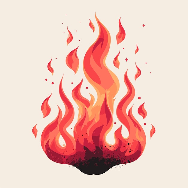 Flame Illustrations for Modern Designs and TShirts Flat Design Fire Elements
