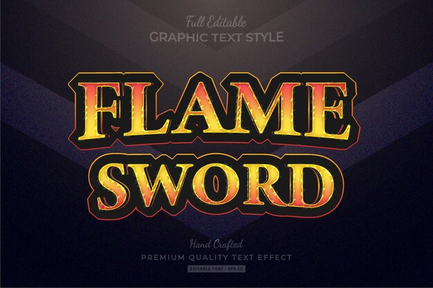 Flame Sword RPG game title Editable Premium Text Effect Font Style