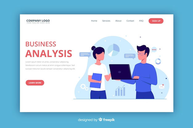 Flat business landing page template