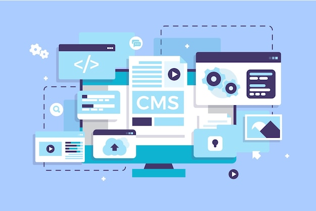 Flat cms concept illustrated
