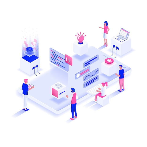 Flat color Modern Isometric Illustration design