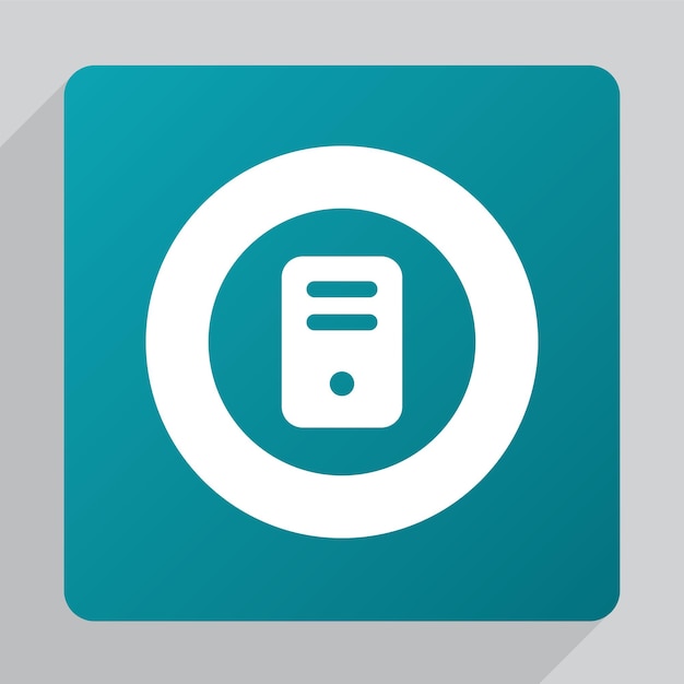 Flat computer icon, white on green background