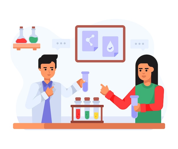 Flat concept icon of school chemistry lab