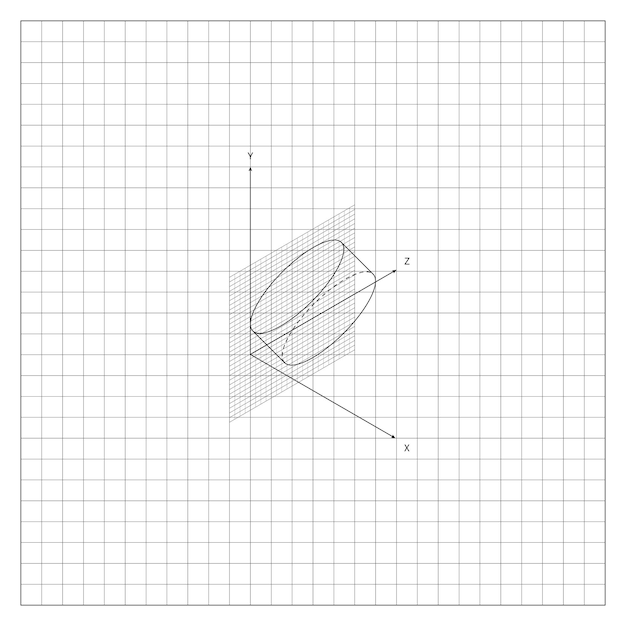 flat cylinder figure constructed on coordinate