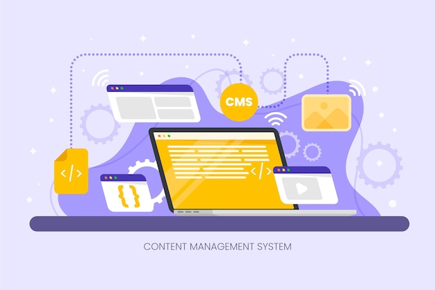 Flat design cms concept