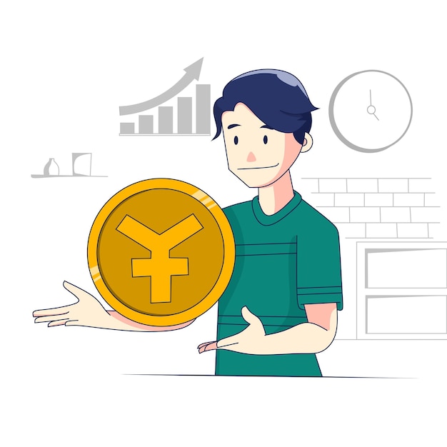 flat design man holding coins