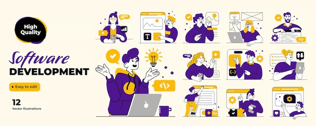 Flat Design Modern Illustration of Software Development