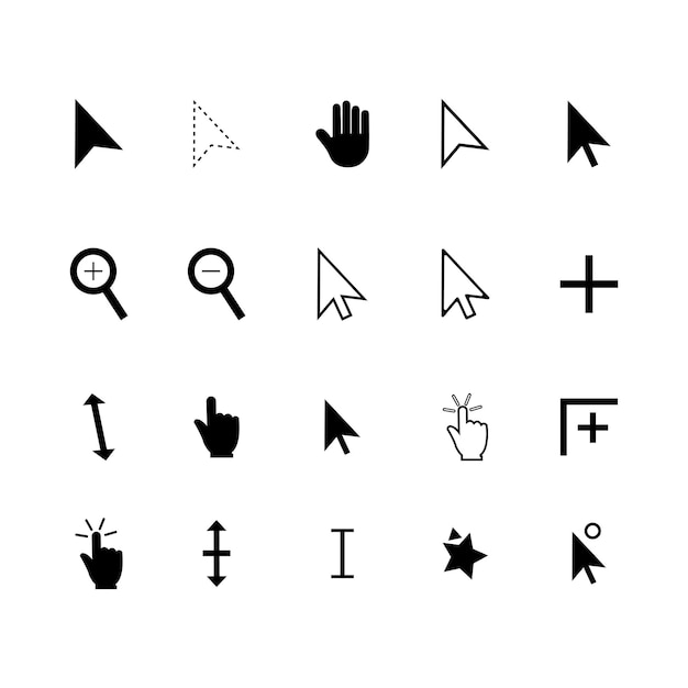 flat design mouse cursor set vector icon