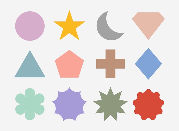 Flat design of a collection of basic shapes