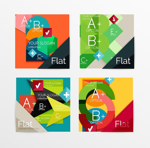 Flat design square shape infographic banner