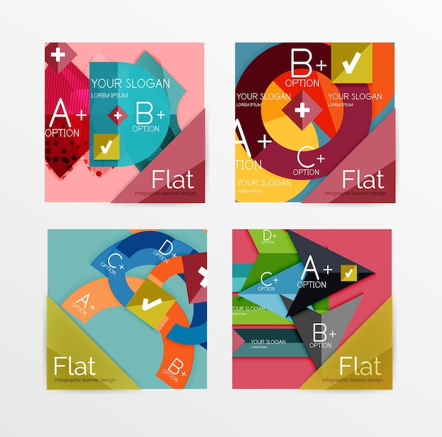 Flat design square shape infographic banner