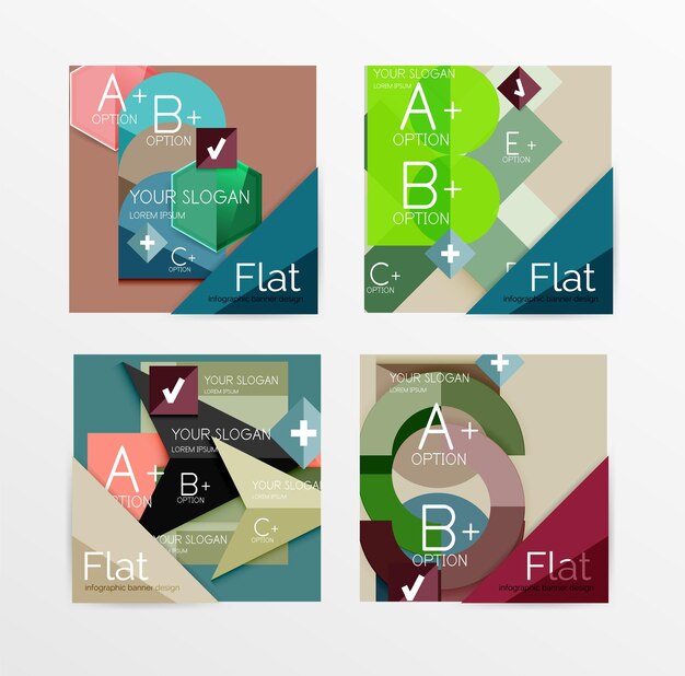 Flat design square shape infographic banner