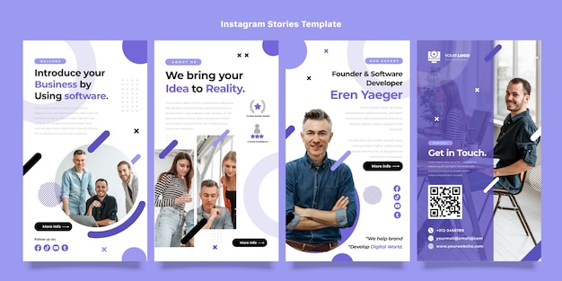 Flat design technology instagram stories template