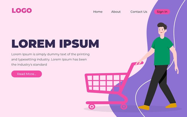 Flat design ui ux landing page. web design project development