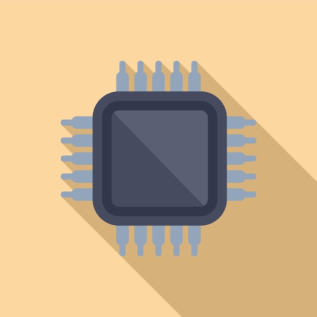 Flat design vector illustration of a microchip