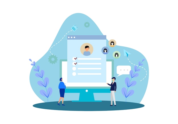 Flat design web page templates of online recruitment job