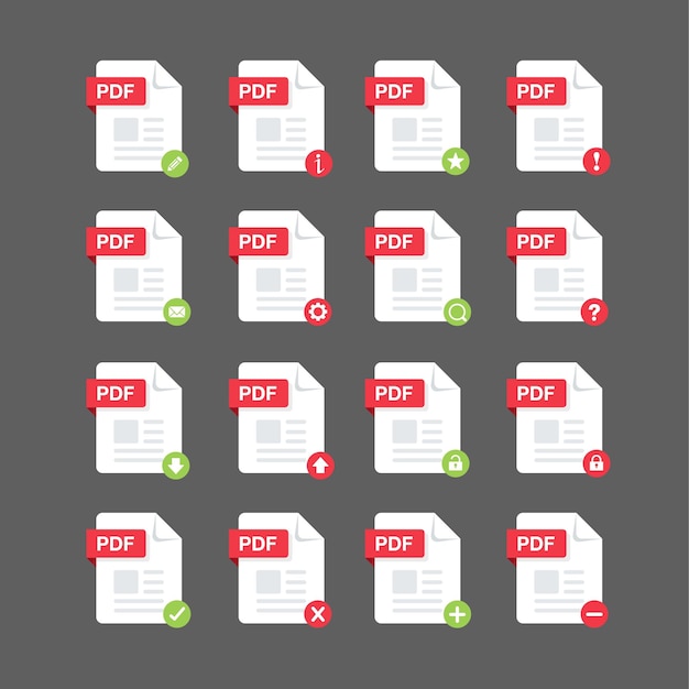 Flat design with PDF files icon set symbol set vector design element illustration