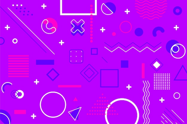 Flat geometric shapes background Colored vector shapes and lines with circles squares triangles