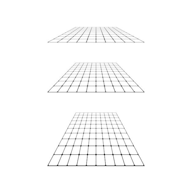 Flat grid surface set. Rectangle plane in different perspective. Different angles design elements