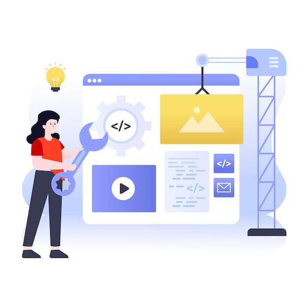 Flat illustration of web development female developer