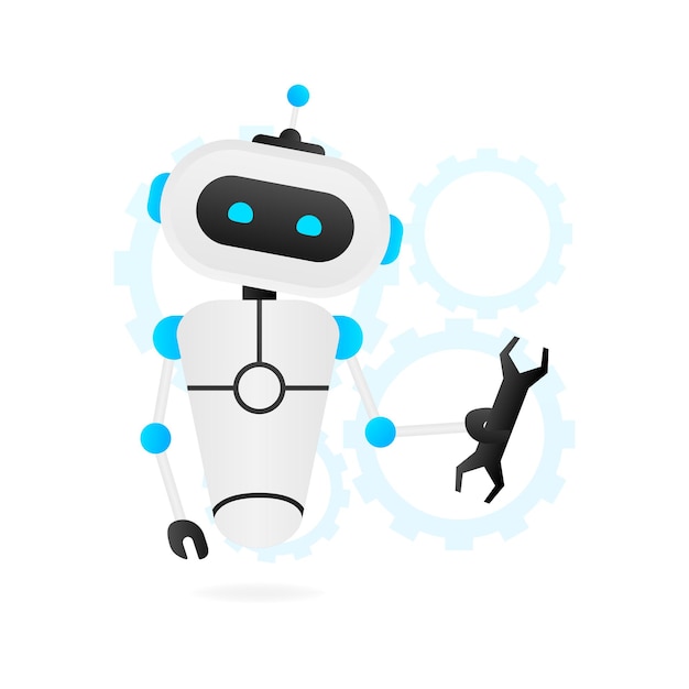 flat illustration with blue bot customer support help service flat vector illustration