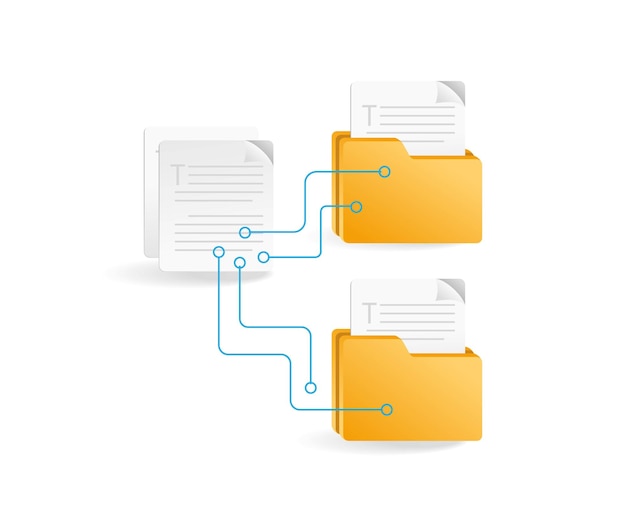 Flat isometric 3d illustration data folder network concept
