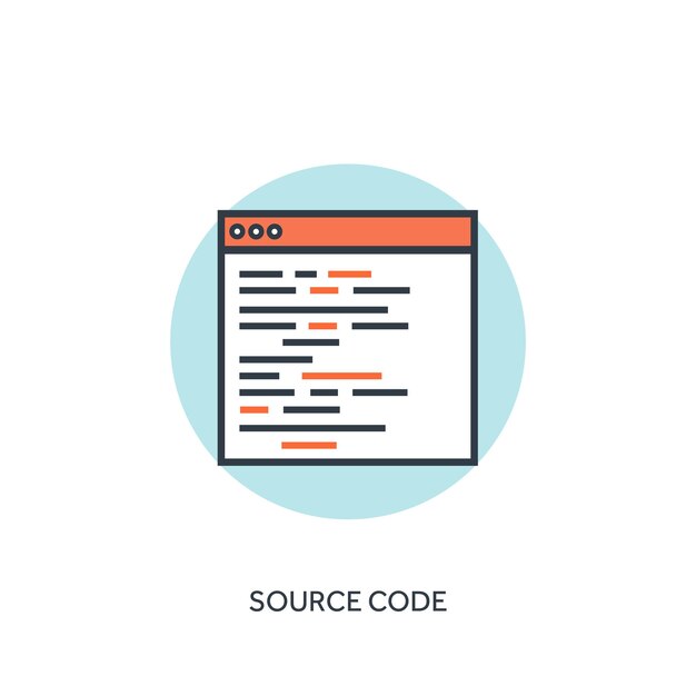 Flat lined document with code Coding programming