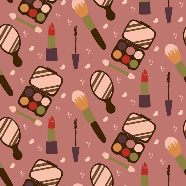flat minimalistic make up concept seamless pattern