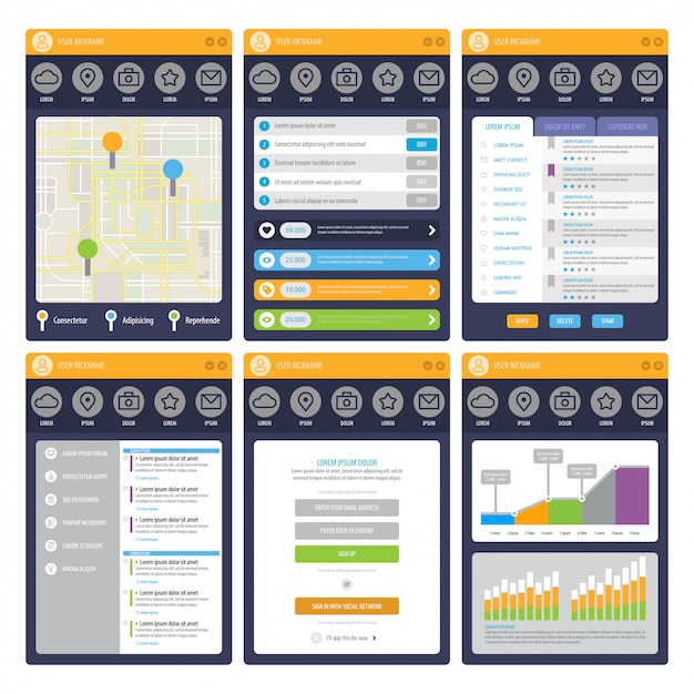 flat mobile ui design.