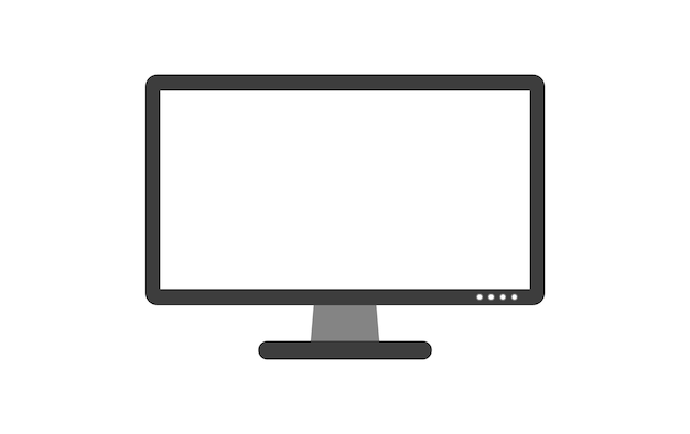 Flat Monitor White Display Icon Isolated Vector Illustration