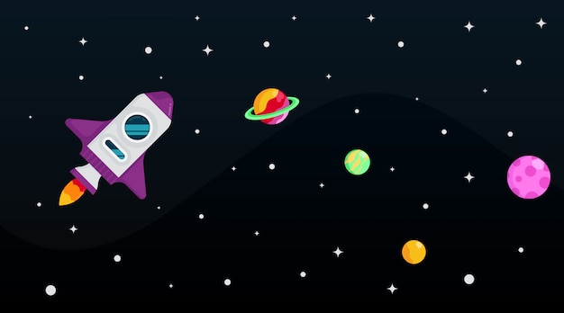 Flat outer space background illustration  