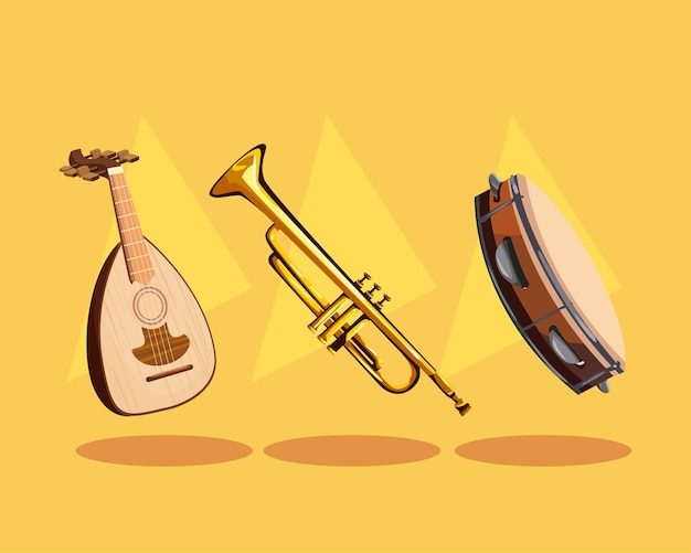 flat realistic instruments set