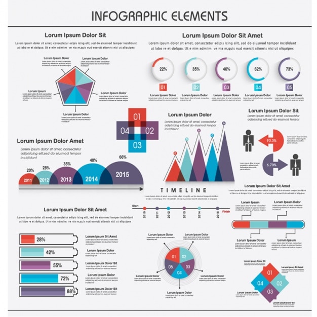 Flat set of several infographic elements