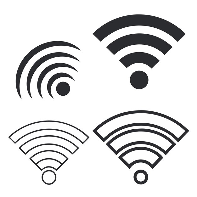 flat set of wifi symbol internet warless icon design