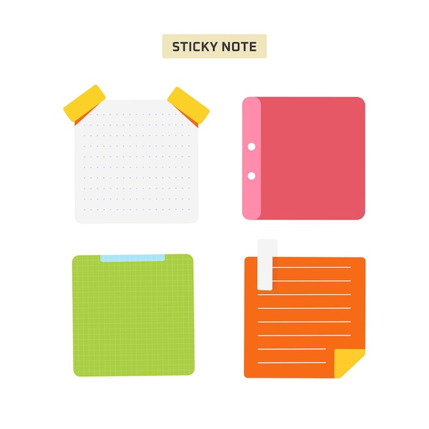 Flat Sticky note fun dynamic color set