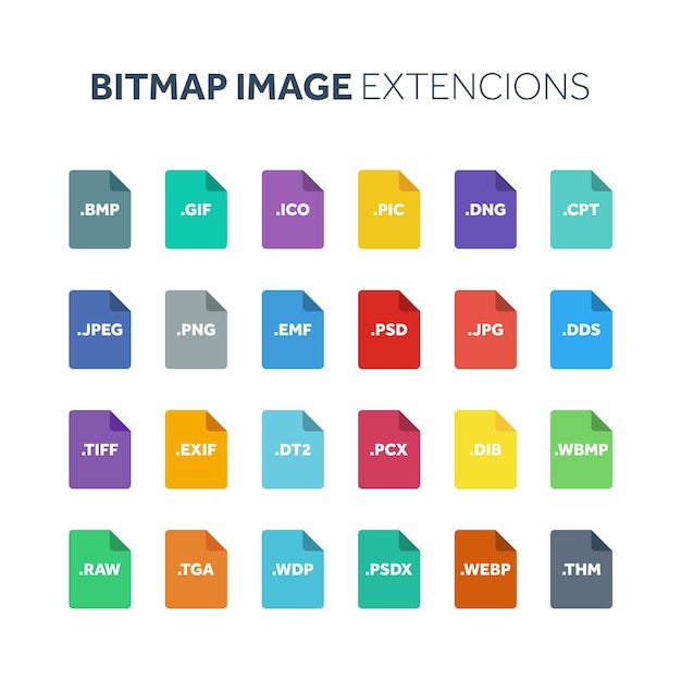 flat style icon set system file type extencion document format pictogram web and multimedia computer technology
