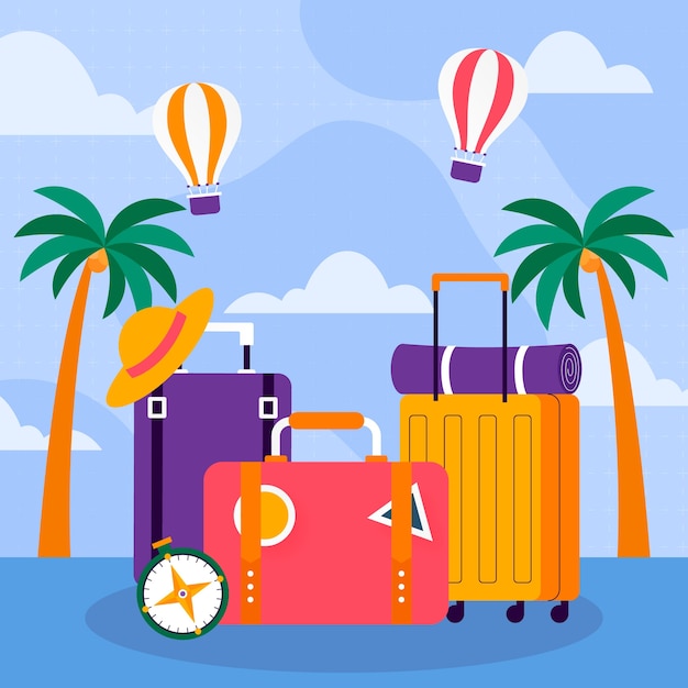 Flat suitcase illustration