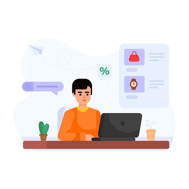 Flat vector denoting shopping counter