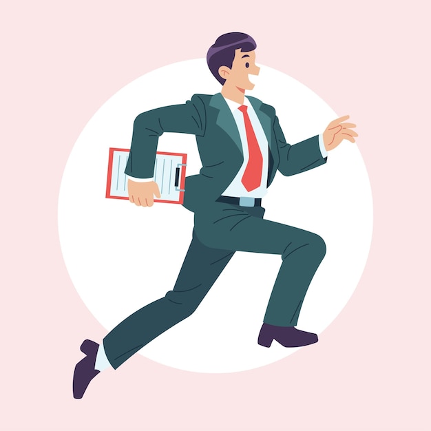 flat vector office worker running illustration