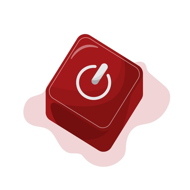 Flat vector red keyboard power button