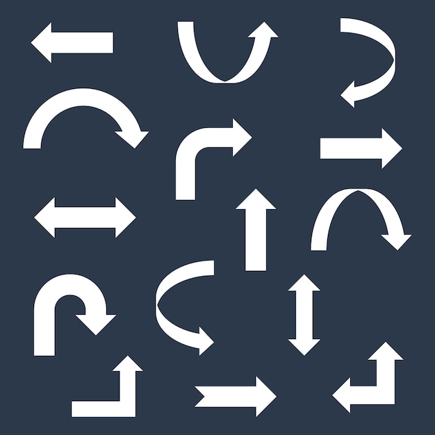 Flat Vector White Arrow Collection