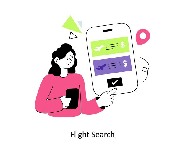 Flight Search Flat Style Design Vector illustration Stock illustration