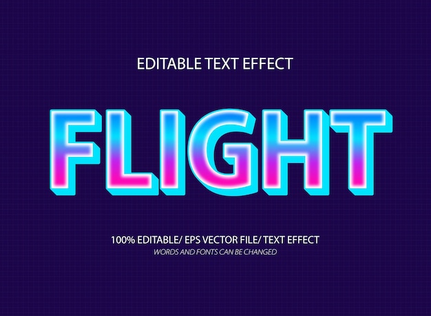 flight text effect editable vector