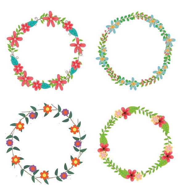 floral frame collection set of cute retro flowers arranged un a shape of the wreath perfect for wed