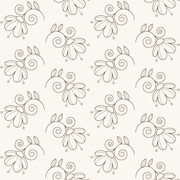 Floral line seamless pattern Vector
