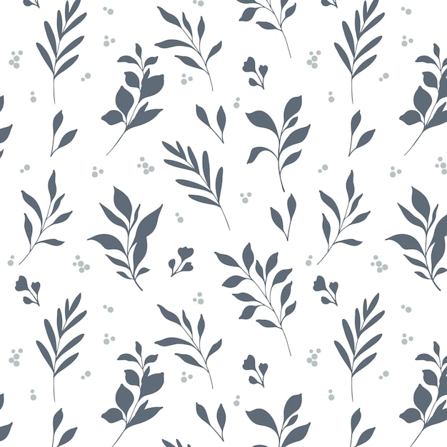 Floral seamless pattern Greenery background Eco friendly background Foliage branches leaves plants