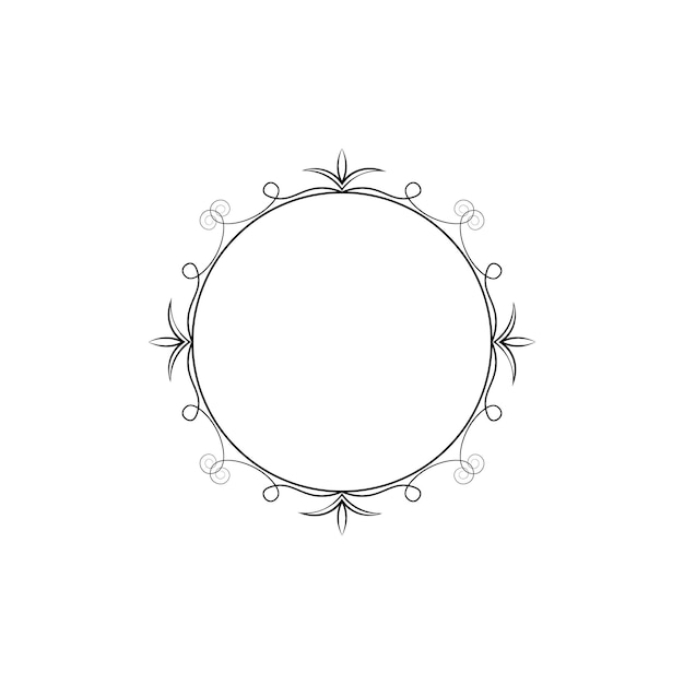 flower circle frame floral frame outline vector